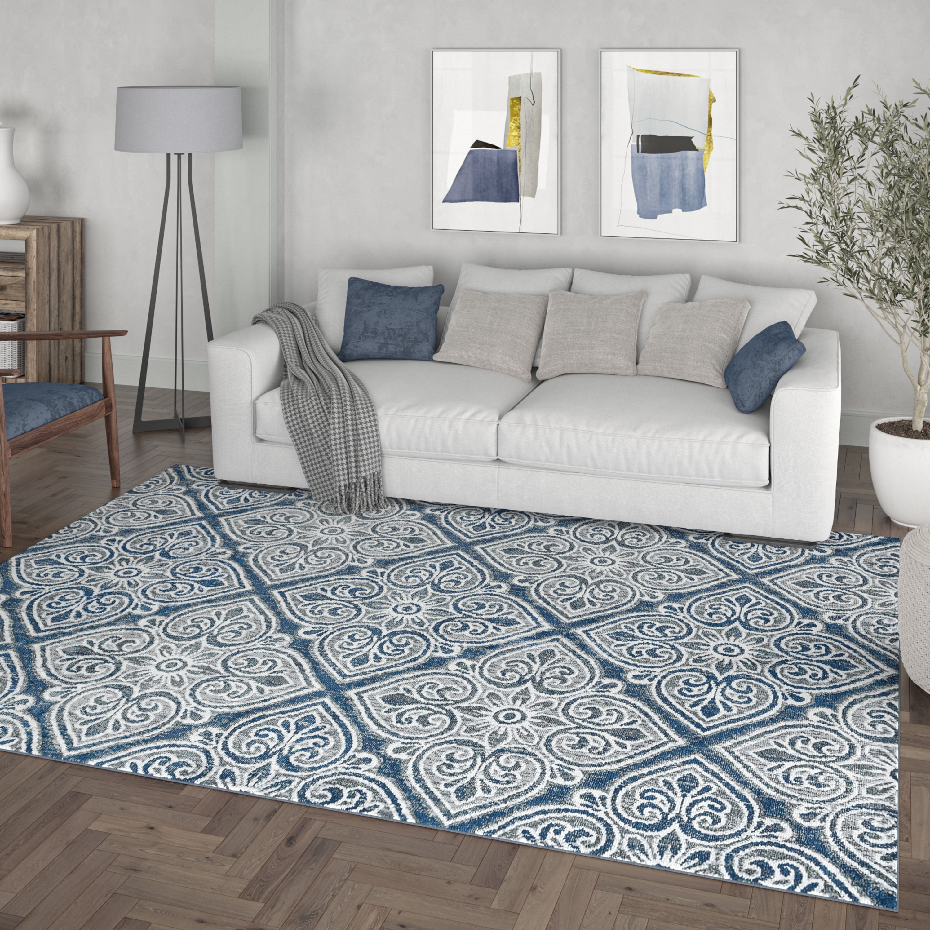 Madison Traditional 7.6' x 10' Dark Gray Polypropylene Indoor Area Rug