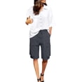 thumbnail image 5 of QATAINLAV Bermuda Shorts for Women Baggy Wide Leg Cargo Shorts Summer Knee Length Quick Dry Hiking Shorts with Pockets Dark Gray M, 5 of 7