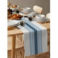 thumbnail image 3 of Grey Blue Stripes Burlap Cotton Table Runner 13x120 Inches Long, Country Modern Gradient Lines Art Farmhouse Table Runners, Outdoor Dining Tablecloths Decor for Baby Shower/Party/Wedding, 3 of 6