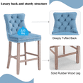 thumbnail image 2 of Velvet Counter Height Upholstered Barstools, Bar Stools Seat Height 27", Counter Height Armless Bar Chairs Button Tufted with Solid Wood Legs for Kitchen Island Bar Area (Set of 6), 2 of 9