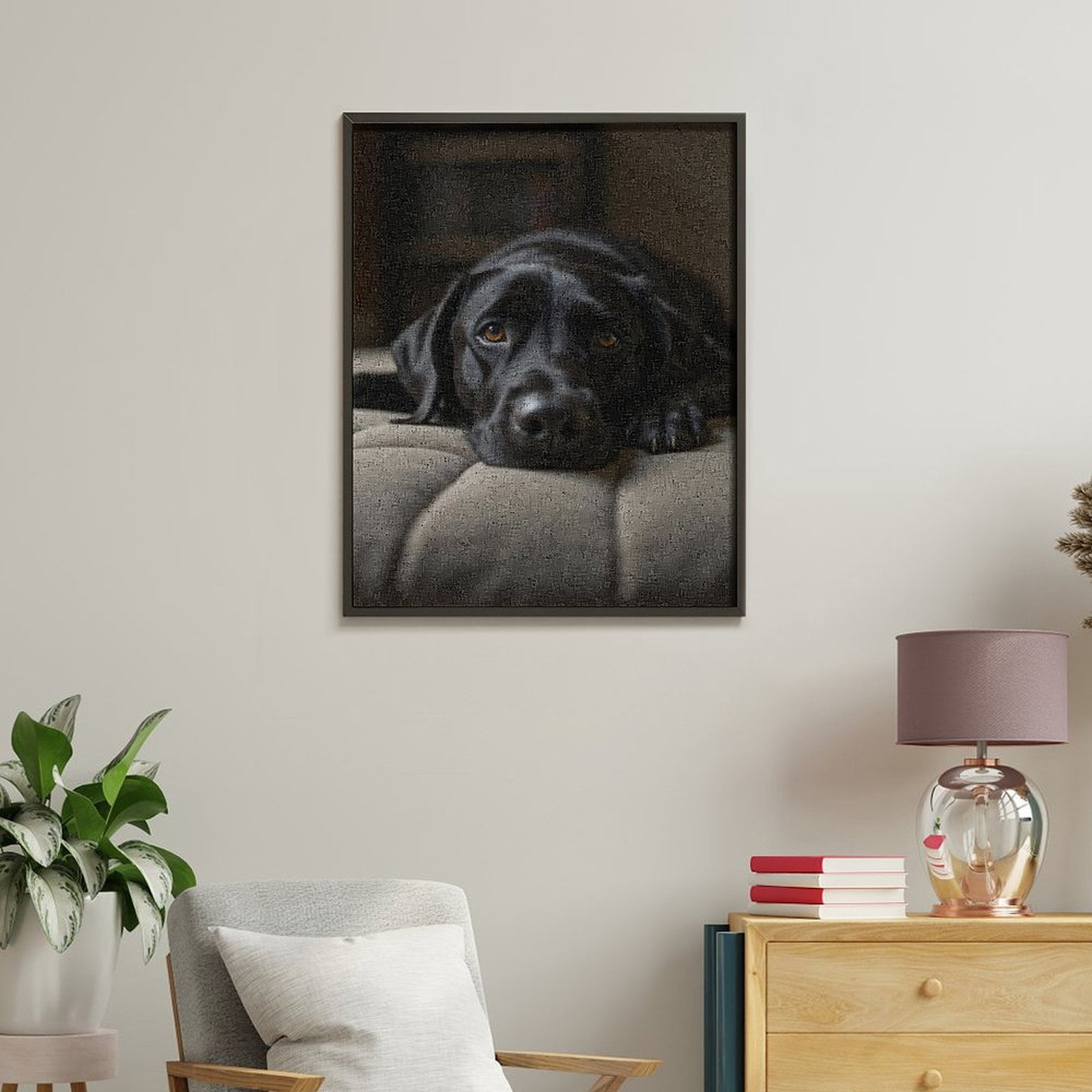 Paint By Numbers Kit for Adults Beginner - DIY Black Labrador Dog Relaxing Canvas Painting Kits for Adults, Frameless Paint By Number for Adults for Home Wall Decor 16x20 Inch