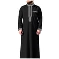 thumbnail image 2 of Yaoyar Mens Middle Eastern Traditional Robe Mid Sleeve Round Neck Embroidered Men's Clothing Middle East Kaftan Saudi Arab Caftans Islamic Abaya Dress Dubai Robes, 2 of 8