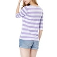 thumbnail image 3 of INSPIRE CHIC Hauts pour Femmes Non Doublés Col Rond Manches au Coude Coupe Ajustée T-Shirt Décontracté TG Violet Pâle, 3 of 8