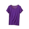 thumbnail image 2 of Nmnitkp Oversized Women's Short Sleeve T-Shirts Solid Color Crew Neck Short Sleeve T-Shirt, Loose Fit Casual Summer Tops for Women Daily Wear Purple,XL, 2 of 5