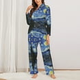 thumbnail image 2 of Pajama Sets for Women 2 Pcs, The Starry Night Button Down Long Sleeve Sleepwear Lounge PJ Sets, 2 of 6