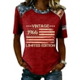 thumbnail image 3 of Youpwaven Women's Vintage 1966 Limited Edition T-Shirt, Patriotic American Flag Graphic Top, Independence Day Round Neck Short Sleeve Tee, 3 of 5
