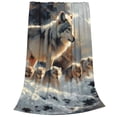 thumbnail image 2 of Balery Wolf Family Winter Wonderland Manta de Felpa Suave y Acogedora – Cobija de Franela Aterciopelada para Cama, Lavable y Cálida para Sofá, Mascotas, Transpirable-40"x30", 2 of 7