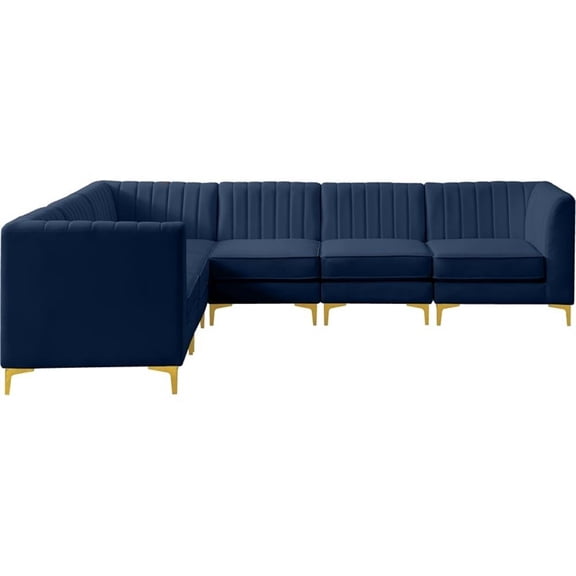 Meridian Furniture Alina Navy Velvet Modular Sectional