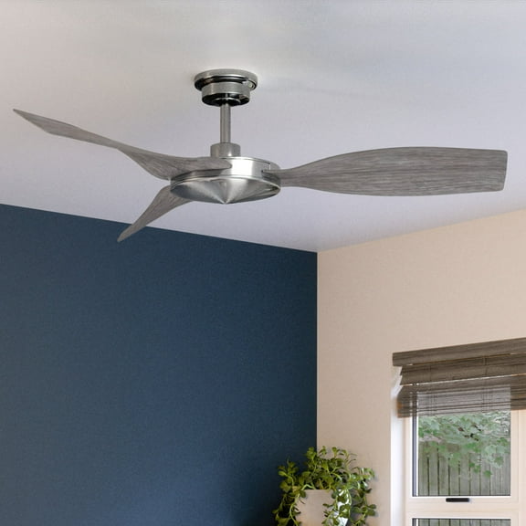 Luxury Modern Ceiling Fan, 11.5H x 54W, with Contemporary Style, Brushed Nickel, UHP9270 by Urban Ambiance