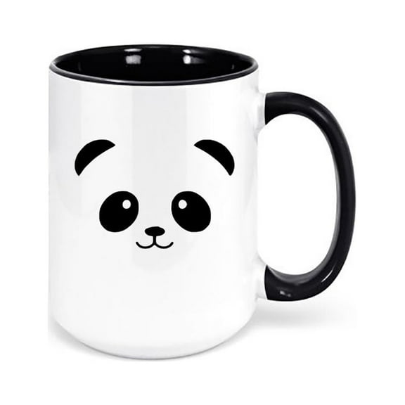 Panda Coffee Cup, Panda Face, Panda Bear Mug, Panda Lover, Bear Mug, Gift For Her, Birthday Gift, Panda Bear Cup, Mom Gift, BLACK