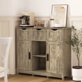 thumbnail image 2 of Storage Cabinet with Drawers and Shelves, Wooden Floor Cabinet, Accent Cabinet for Living Room Bedroom Bathroom, Gray, 2 of 7