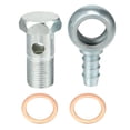 thumbnail image 1 of 18 mm ID 12 mm OD Banjo Bolt Manguera Barb Accesorios Universal Fuel Line Adaptador Conector para motocicleta Coche Tono plateado Tono de cobre - Paquete de 4, 1 of 1