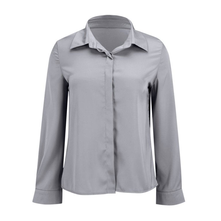 grey dress blouses Regular short-sleeved linen blouse with wide box pleats at the back