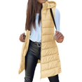 thumbnail image 6 of Women's 2025 Solid Color Hooded Puffer Vest, Mid-Length Quilted Sleeveless Jacket with Zip Front, Plus Size Warm Winter Outerwear, Long Cotton Vest for Women with Attached Hood Yellow L, 6 of 8