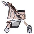 thumbnail image 3 of PawHut 4 Wheel Dog Pet Stroller Dog Cat Carrier Folding Sunshade Canopy with Brake, Safety Leash, Cup Holder, Brown, 3 of 9