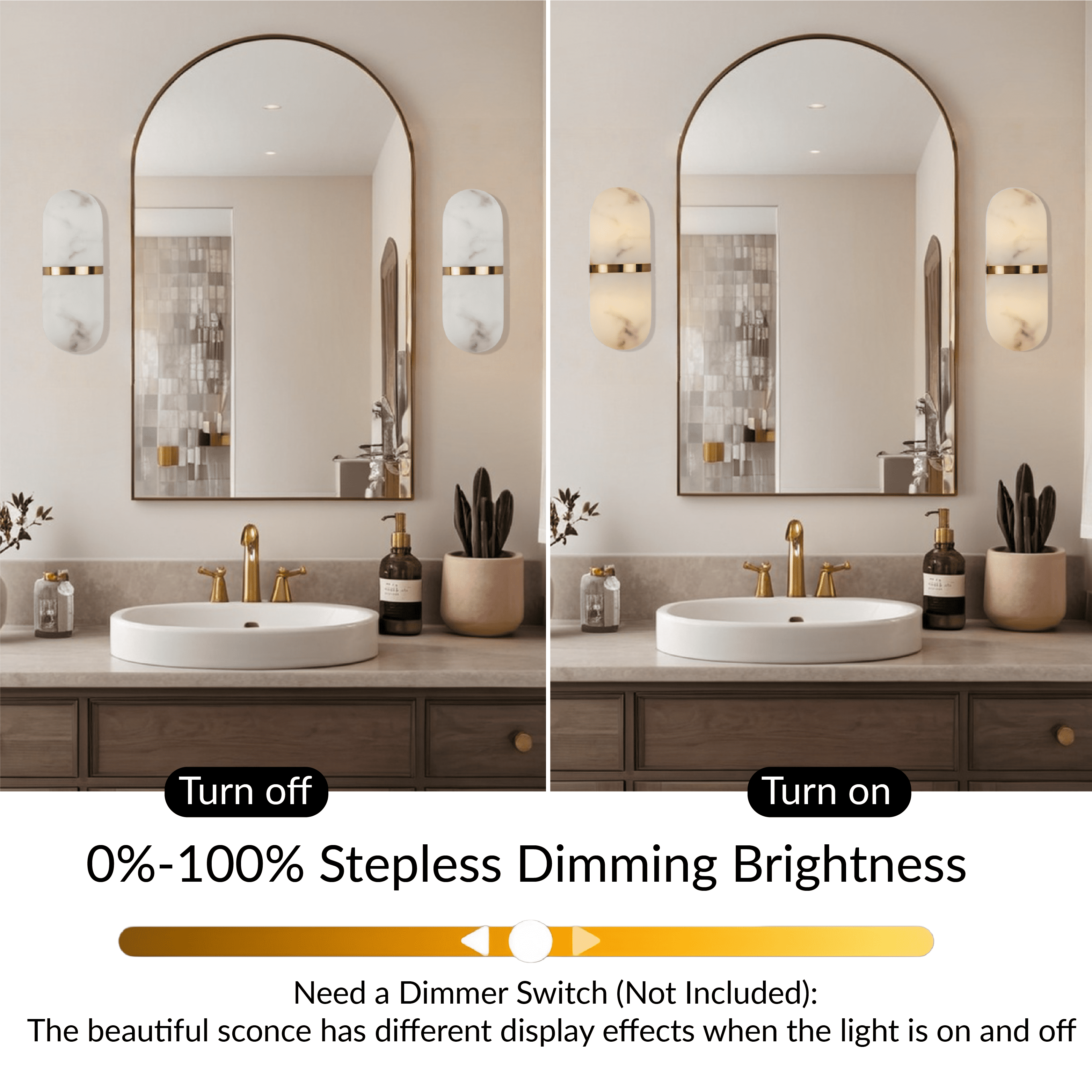 Sturdy Pill Antique Brass Resin Vanity Light, Hand-polished Wall Light, Wall-Mounted Sconce with Soft Shine, Indoor Sconce beside Mirror, for Living Room, Dining Room, Entryway, Bedroom, Hallway