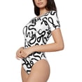 thumbnail image 2 of The Xecao Hand Drawn Snake Women's Crew Neck Body Suit, a short-sleeved bodysuit and basic swimsuit, both comfort and style for dating and daily life, 2 of 9