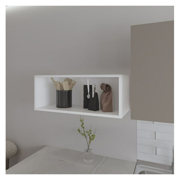 Wall Cabinet Axtell, White Kitchen Storage - Modern Minimalist Design, Open Shelf, 11"H x 30"W x 12.5"D Material