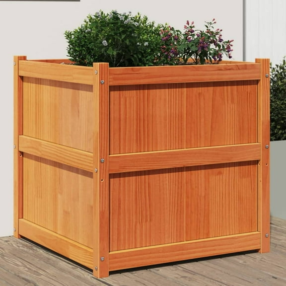 vidaXL Garden Planter Wax Brown 27.6"x27.6"x27.6" Solid Wood Pine