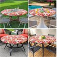 thumbnail image 6 of Round Fitted Tablecloth with Elastic Edge, 100% Waterproof Oil Proof Plastic Table Cover, Vinyl Flannel Backed Tablecloth Fits 36"-44" Round Tables for Dinner, Outdoor, Picnic, Red Daisy, 6 of 6