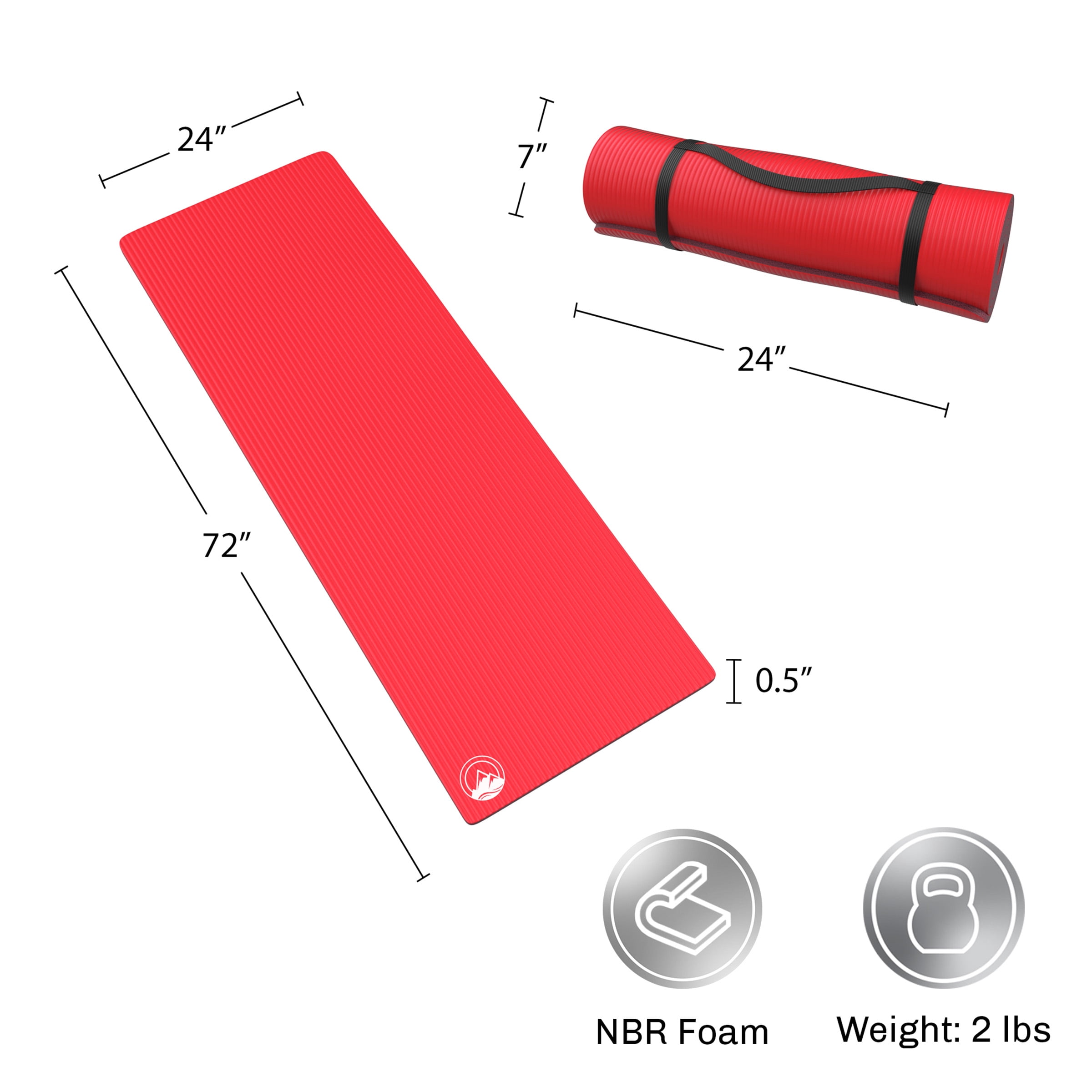 Foam Sleep Pad- 0.50" Thick Mat (Red)