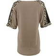 thumbnail image 4 of Women's Leopard Print Short Sleeve V Neck Color Block Tops Casual Loose Shirts, 4 of 9