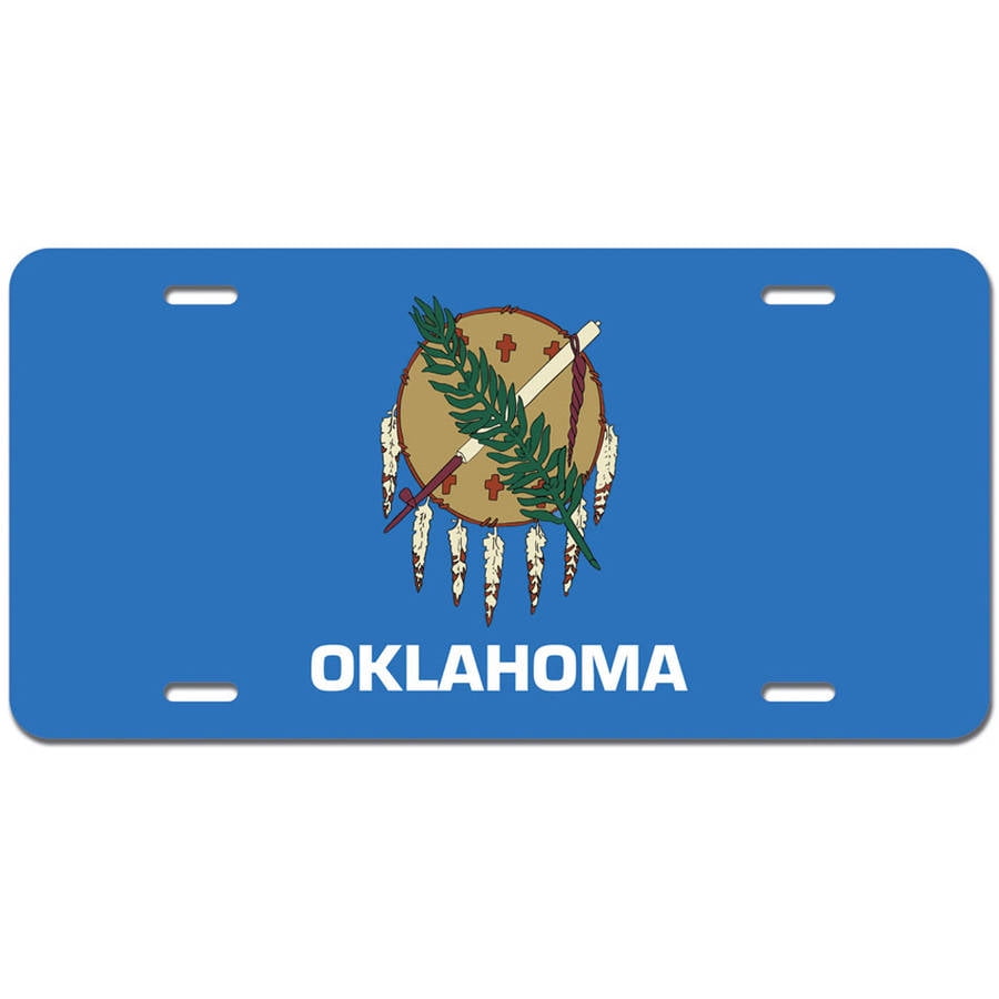 Oklahoma State Flag Novelty Metal Vanity License Tag Plate