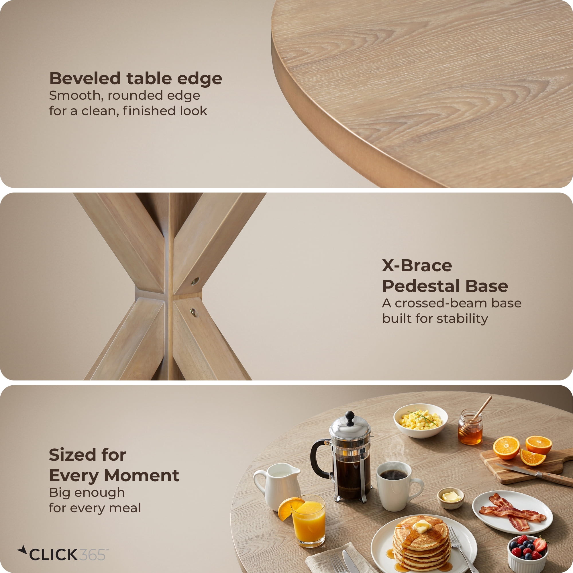 Finch Alfred Round Dining Table Rustic Beige