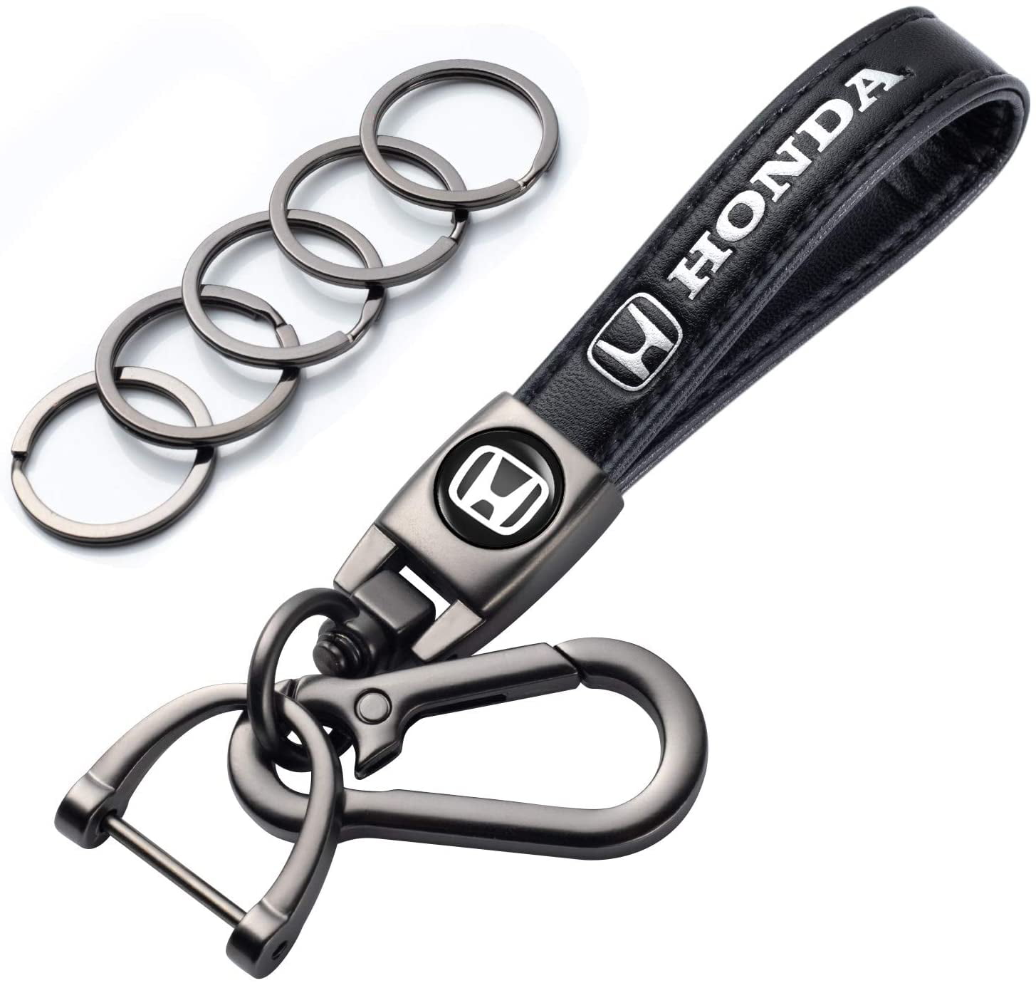Genuine Leather Car Logo Keychain for Honda Key Chain Accessories Keyring with Logo Black