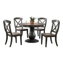 Iconic Furniture Company 5-Pc Rubberwood Bella Dining Set in Gray/Black Stone