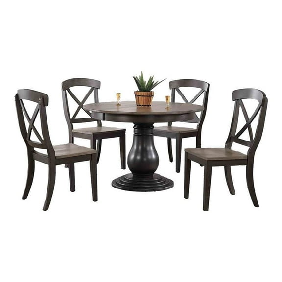 Iconic Furniture Company 5-Pc Rubberwood Bella Dining Set in Gray/Black Stone