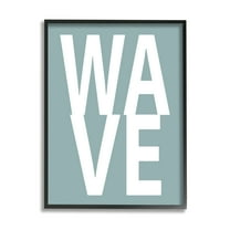 Stupell Wave Turquoise Summer Typography Landscape Painting Black Framed Art Print Wall Art