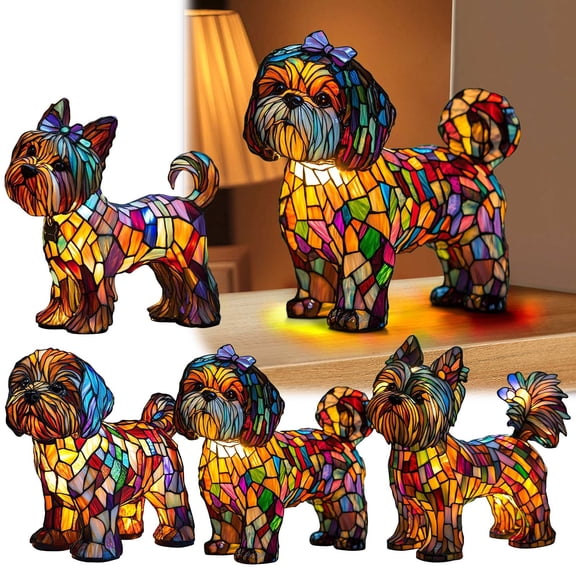Viflosae Dog Shaped LED Desk Lamp Miniature Animal Night Light Cute Table Lamp Decorative Accent Lighting for Bedroom Office Kids Room Novelty Gift Compact Reading Light Bedside Lamp