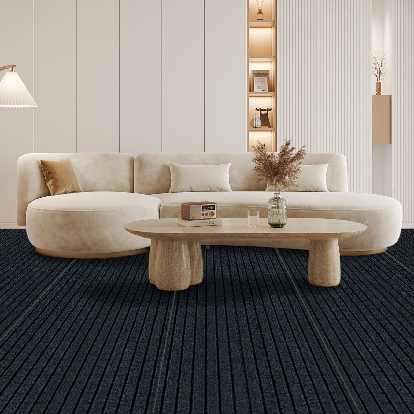TOOL1SHOoo 20ft Stair Runner Rugs Dark Gray Stripe DIY Non-Slip Carpet for Indoor Stair Hallway