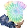 thumbnail image 4 of Mifsaly Tie-Dye Cotton T-Shirt for Women Short Sleeve Crew Neck Casual Summer Tops Colorful Print Lightweight Breathable Casual Blouse L, 4 of 6