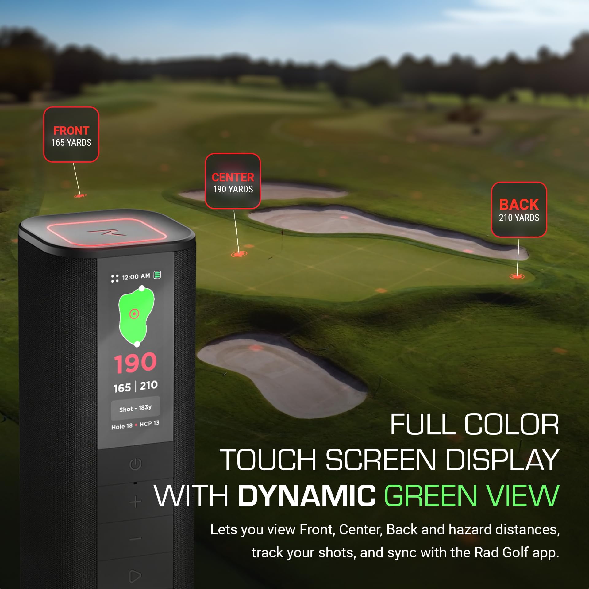 Sound Pro Golf GPS Speaker, Voice Scoring, Golf Cart Magnetic, Green View, 42,000+ Courses, Visual + Audible Distances, Hazard Distance, Touch Screen, 10+ Hours Battery, Power Bank, IPX7 Waterproof