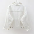 thumbnail image 4 of Fjofpr Chandails pour Femmes Grande Taille Femmes Manches Courtes Polyvalent Blanc Veste en Denim Manches Courtes Châle Fin, 4 of 5