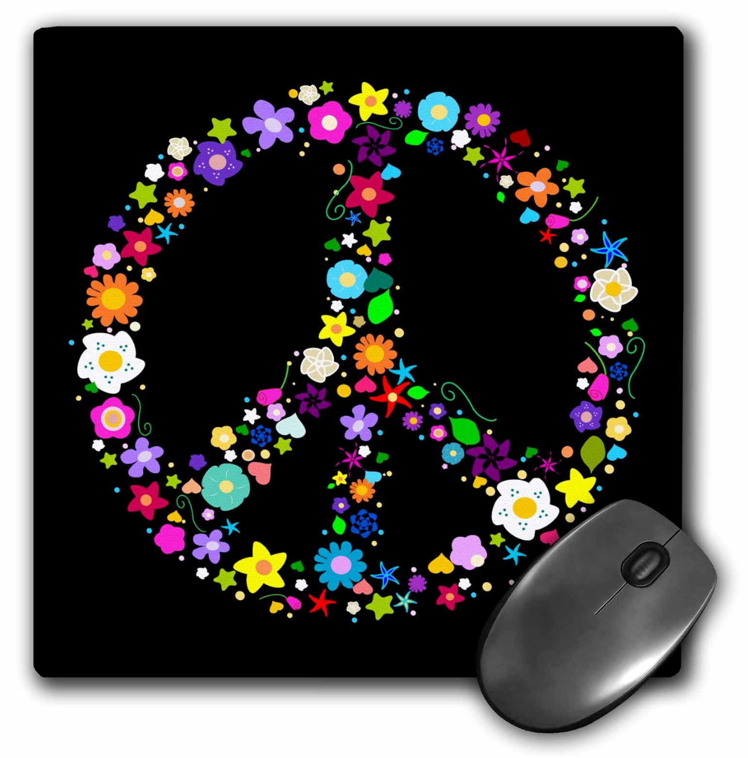 Download 3dRose Floral Peace Symbol - Flowery hippy or hippie sign ...