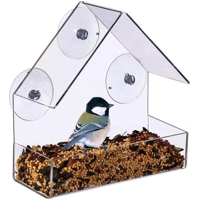 Window Bird Feeder, Acrylic Clear Bird Feeders,Bird Safe Scratch Resistant,Optimal Bird Admiring
