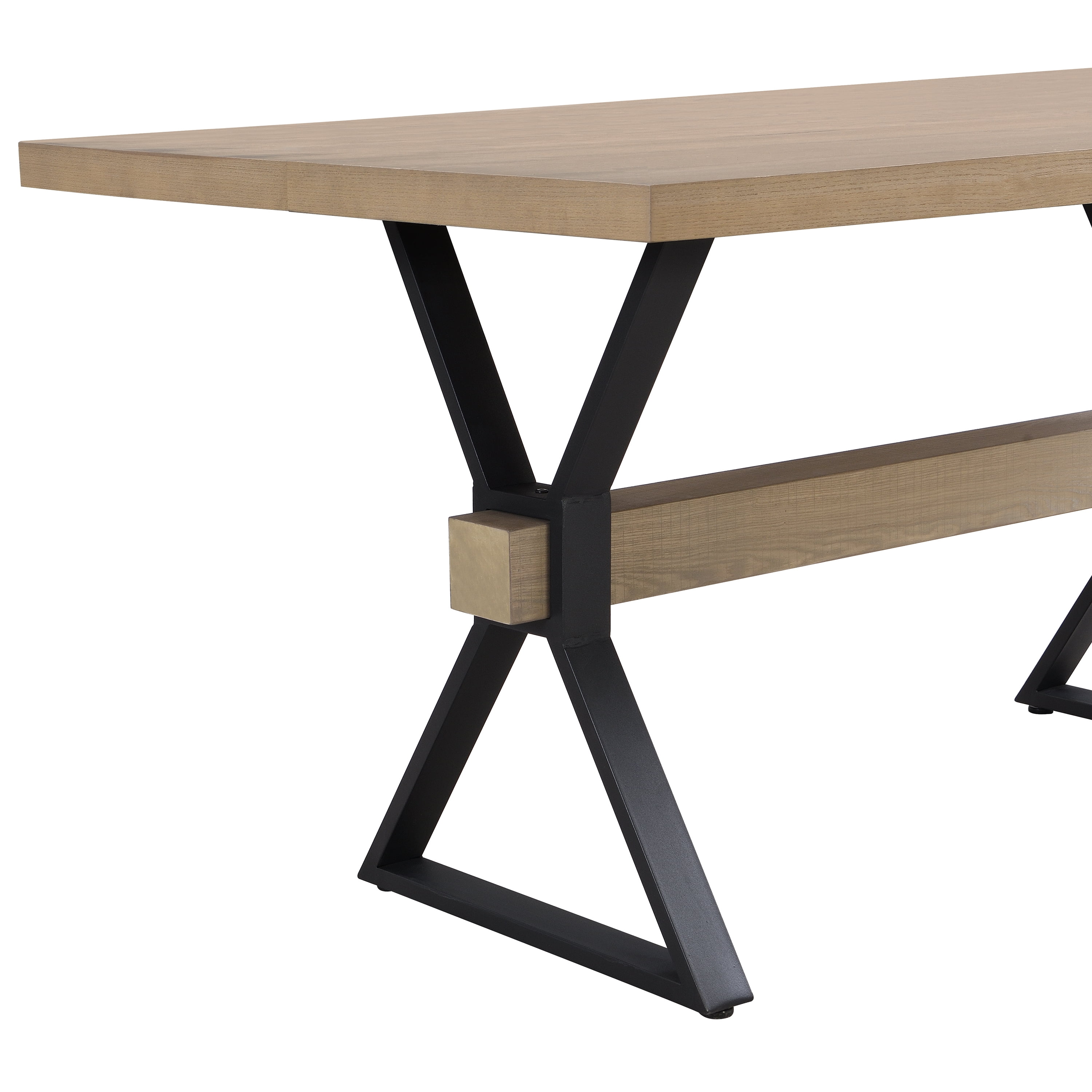 Euroco 63" Wood Rectangular Dining Table for 4-6, Kitchen Table with X-shaped Metal Legs for Kitchen Dining Room,Living Room,Natural Ash