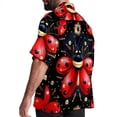 thumbnail image 3 of Seven Starred Ladybird Men's Short Sleeve Spread Collar Beach Shirts Casual Printed Button Down Unisex Summer Tops, 3 of 6