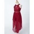 thumbnail image 5 of Hansber Flower Girls Sleeveless Glitter Lace Romper Dress Asymmetrical Chiffon Wedding Pageant Party Gown Burgundy 8, 5 of 7