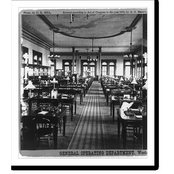 Historic Print, Western Union Telegraph Building, New York. General operating department.photo by C.K. Bill., 16" x 20"