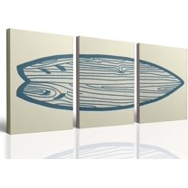 d Surfboard Poster Wall Art 3 Pieces Blue Watercolor Line Surfboard Canvas Painting Prints Wall Decor Sea and Surf Pictures for Beach House Living Room Bedroom Decor Canvas