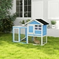 thumbnail image 4 of Demi Bonn 48" Wooden Outdoor Bunny Rabbit Hutch with Waterproof Asphalt Roof, Removable Tray & Ramp Garden Backyard Pet House Chicken Coop, Blue, 4 of 11