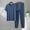 Dark Blue, variant on Men's Modal Pajamas Set Short Sleeve Bottom PJ's Pants Bedroom Pijama Sleep Night Suit 2 Piece Pjs Set Ultra Soft Size 5XL White
