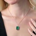 thumbnail image 3 of Gem Stone King 18K Rose Gold Plated Silver Green Onyx and White Moissanite Pendant Necklace for Women (15.87 Cttw, Emerald Cut 18X13MM, With 18 inch Silver Chain), 3 of 5
