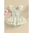 thumbnail image 2 of ZAXARRA Baby Girl Summer Lace Romper, Fly Sleeve Backless Solid Color Romper Dress Boho Outfit, 2 of 9