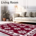 thumbnail image 2 of ODIKA 4'x6' Machine Washable Non-Slip Area Rug, Festive Rustic Snowflake Winter Holiday Hearth High Traffic Rug, Red, 731637, 2 of 7