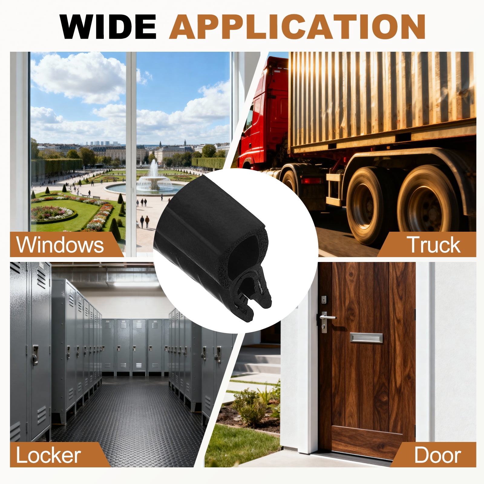 Door Weather Stripping 6.5FT, 10mm W x 20mm H EPDM Car Door Rubber Edge Trim Seal Strip Gasket with Top Bulb Fit 0.5mm to 2mm Edge for Electrical Cabinet Cars Boat RVs Truck, Black